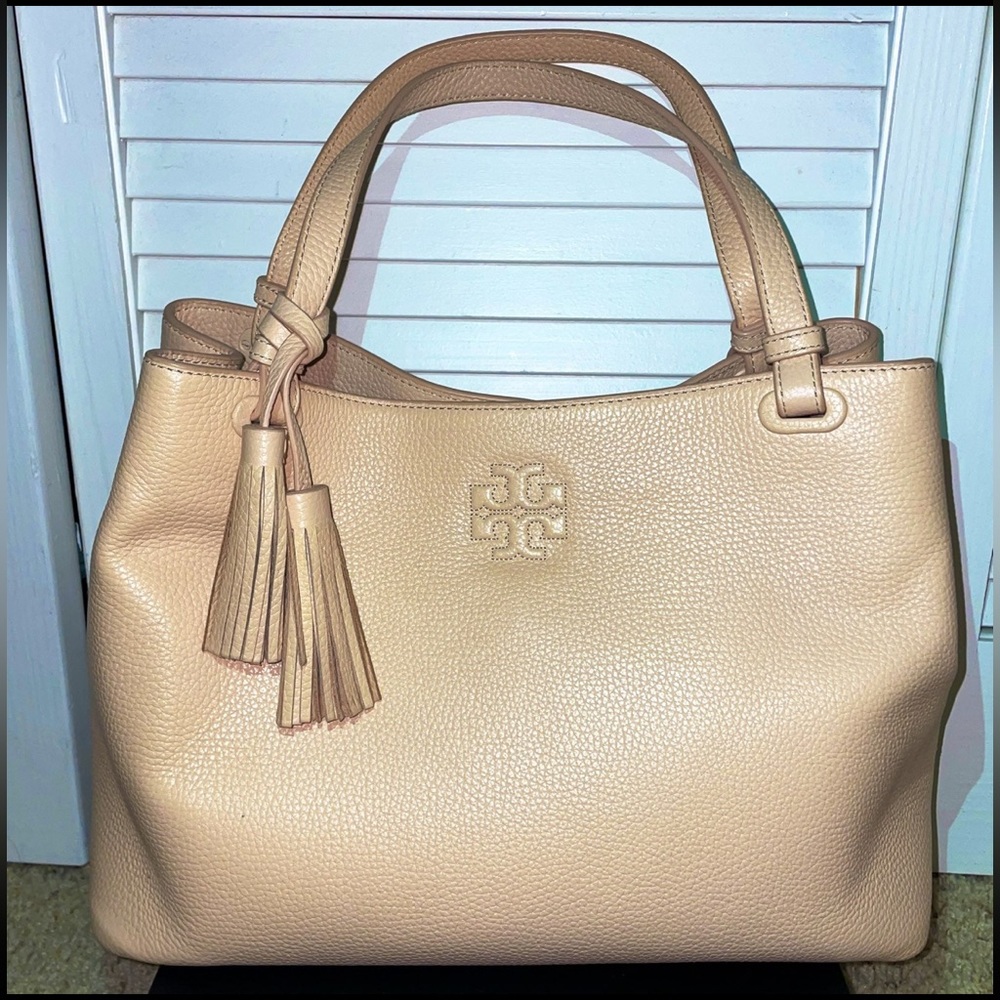 Tory Burch: Thea Center Zip Leather Tote Bag - Picture 7 of 12